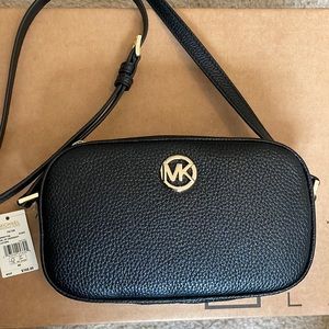 NWT black leather crossbody bag